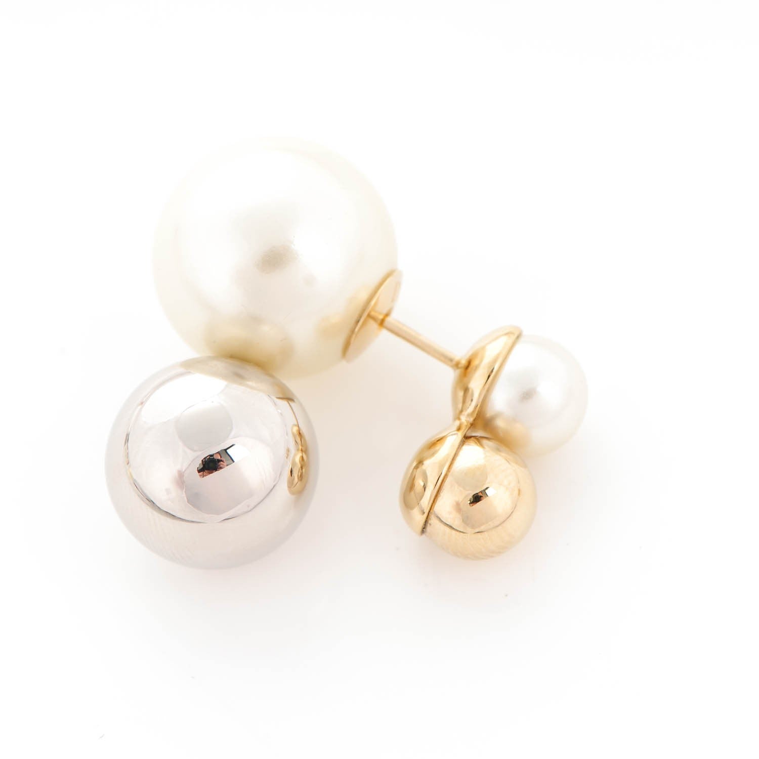Christian Dior Pearl Mise En Dior Tri Double Tribal Earrings 4 of 6