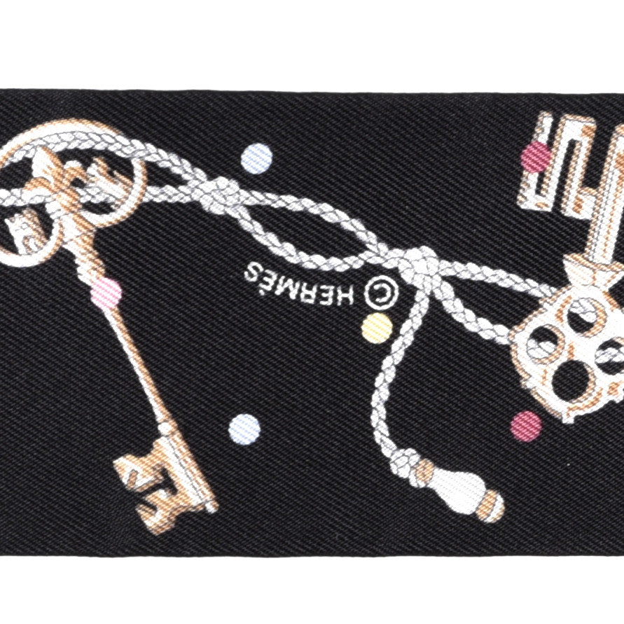 Hermes Silk Les Cles A Pois Twilly Black Beige Rose Multicolor 3 of 4