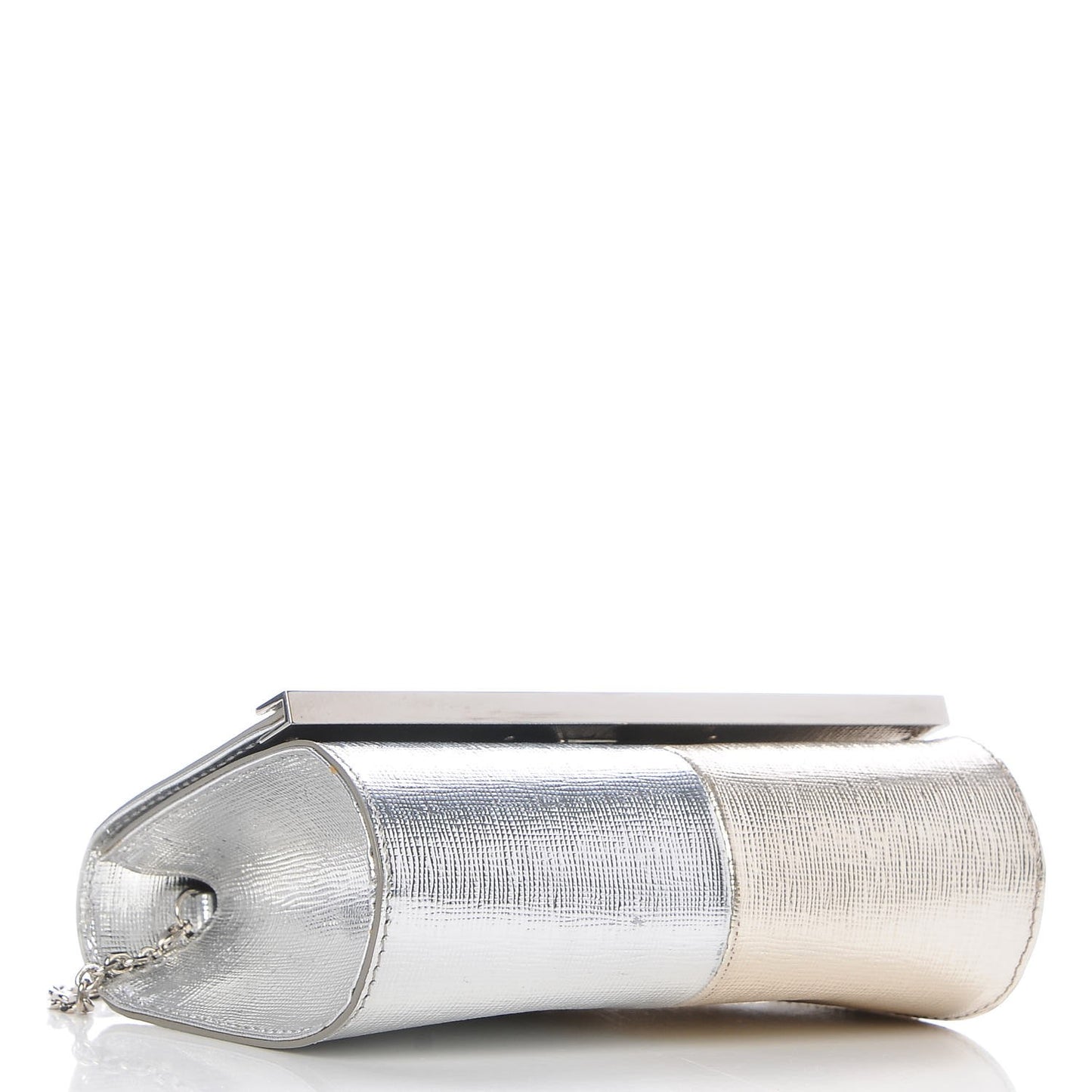 Vitello Mirror Elite Bi-Color Mini Rush Clutch Argento Champagne