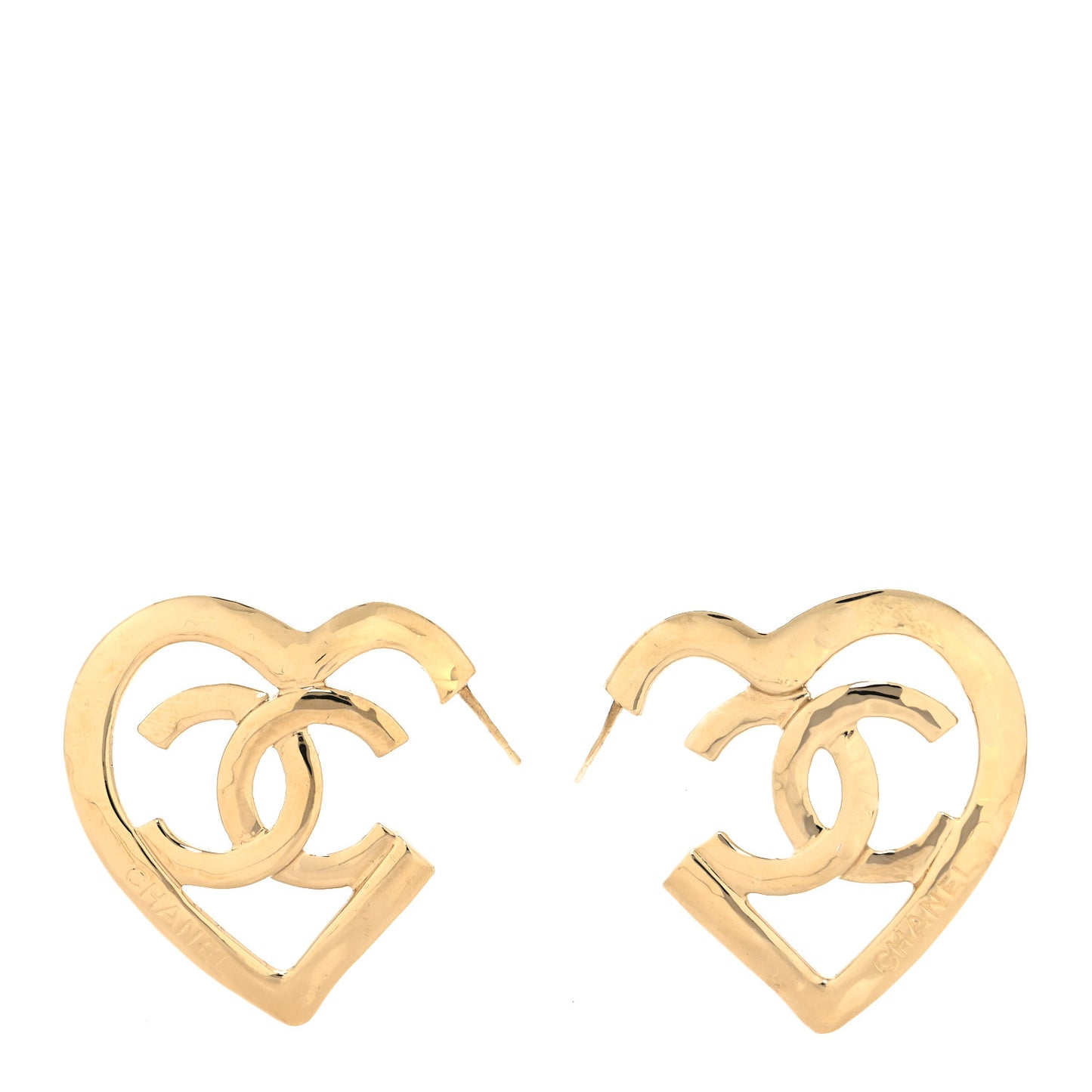 Metal CC Heart Coco In Love Hoop Earrings Gold