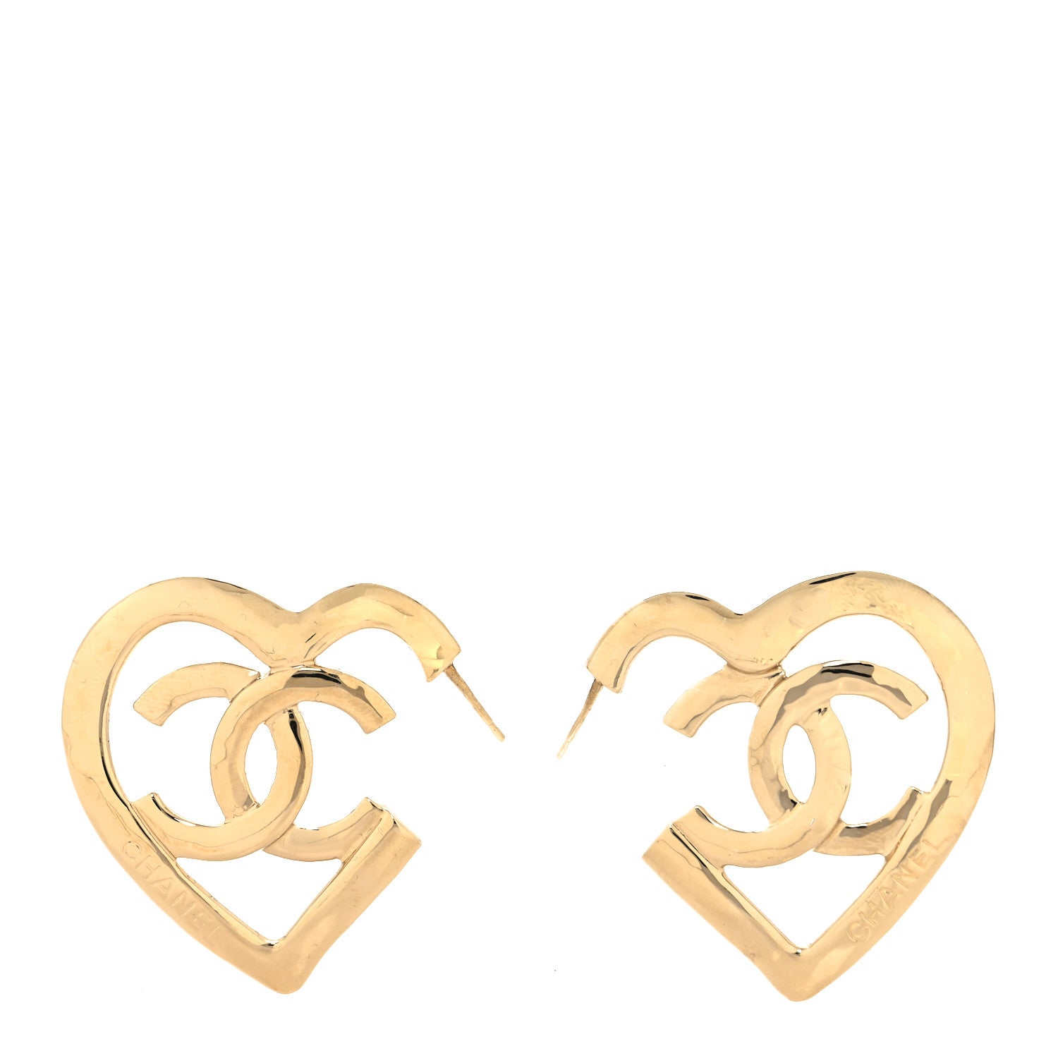 Chanel Metal CC Heart Coco In Love Hoop Earrings Gold 1 of 4