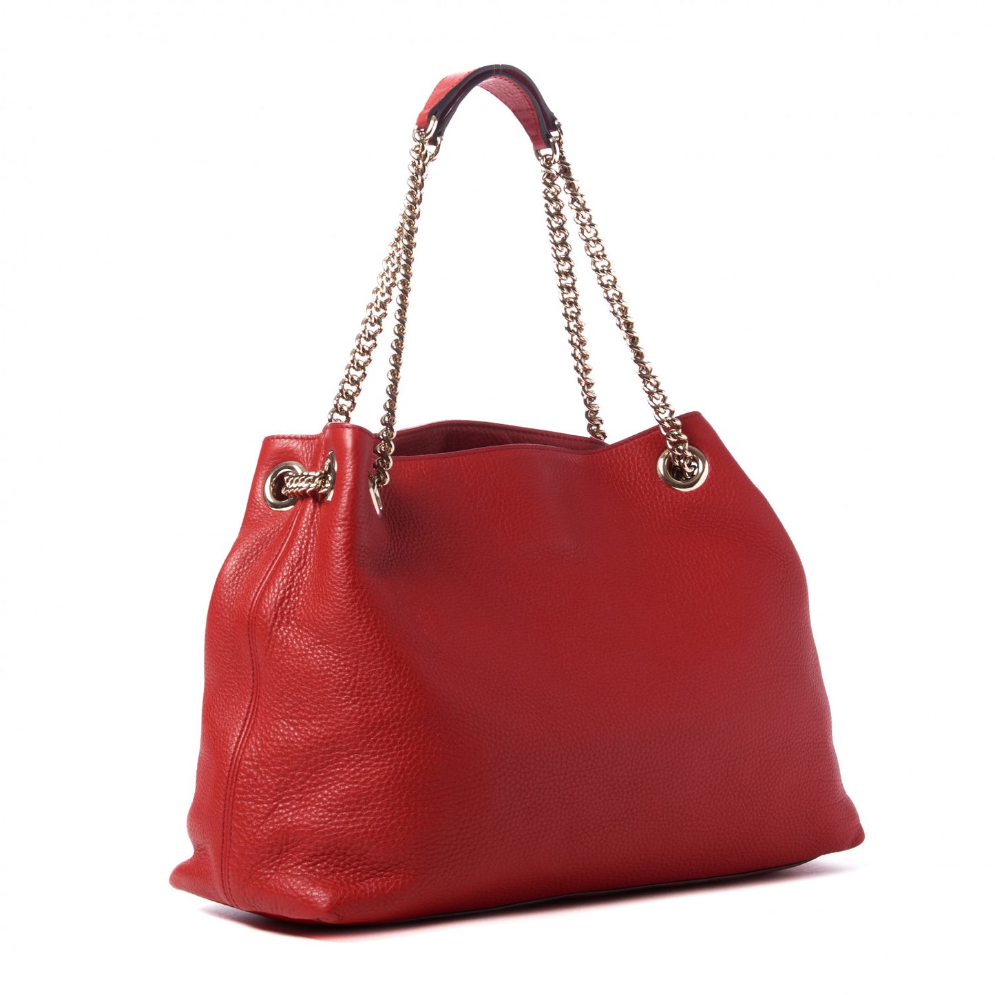 Pebbled Calfskin Medium Soho Chain Shoulder Bag Tabasco Red