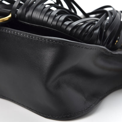 Chloe Shiny Small Grain Calfskin Mini Marcie Multi Fringe Satchel Black 6 of 10