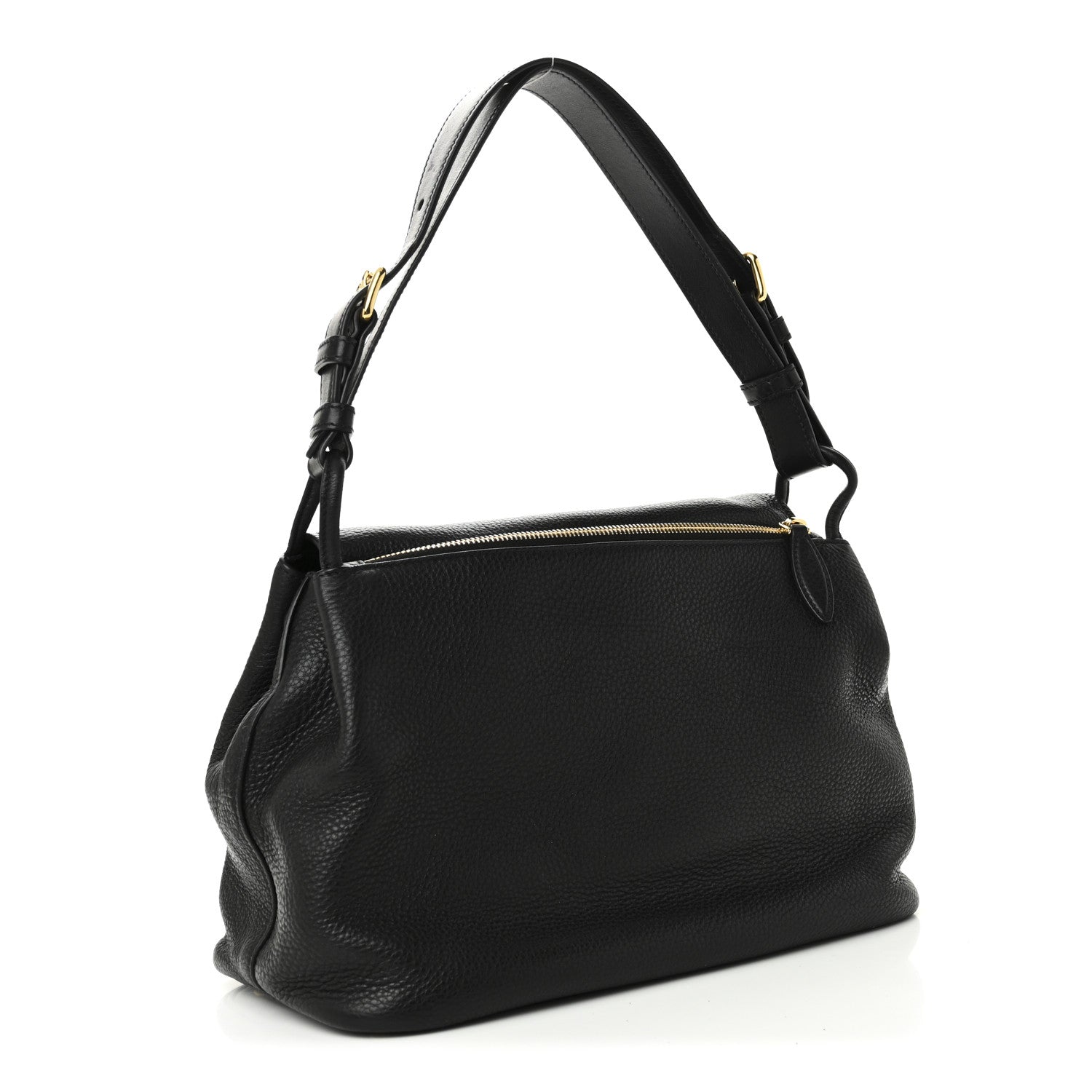 Prada Vitello Daino Flap Shoulder Bag Black 3 of 9