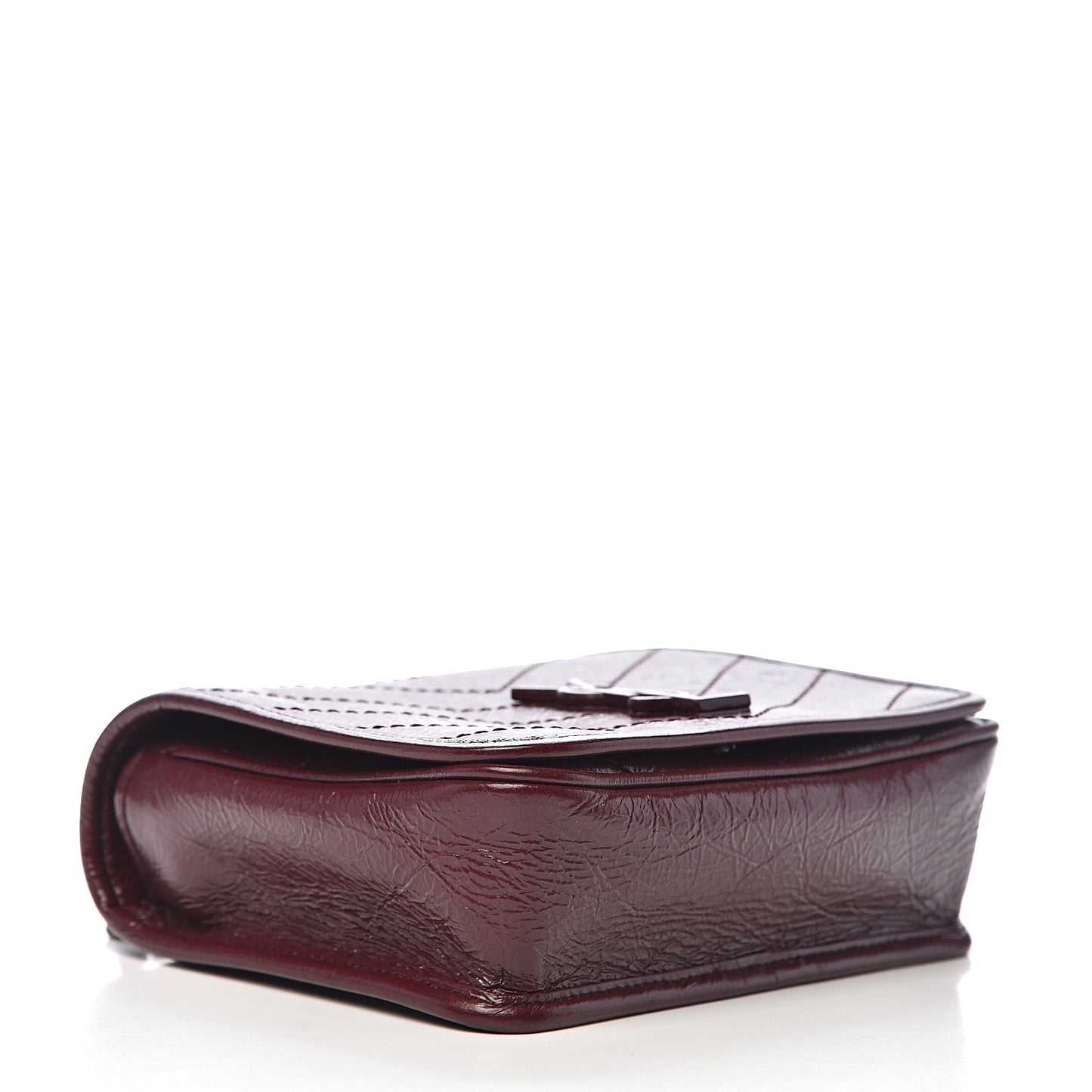 Crinkled Calfskin Matelasse Monogram Niki Chain Wallet Dark Legion Red