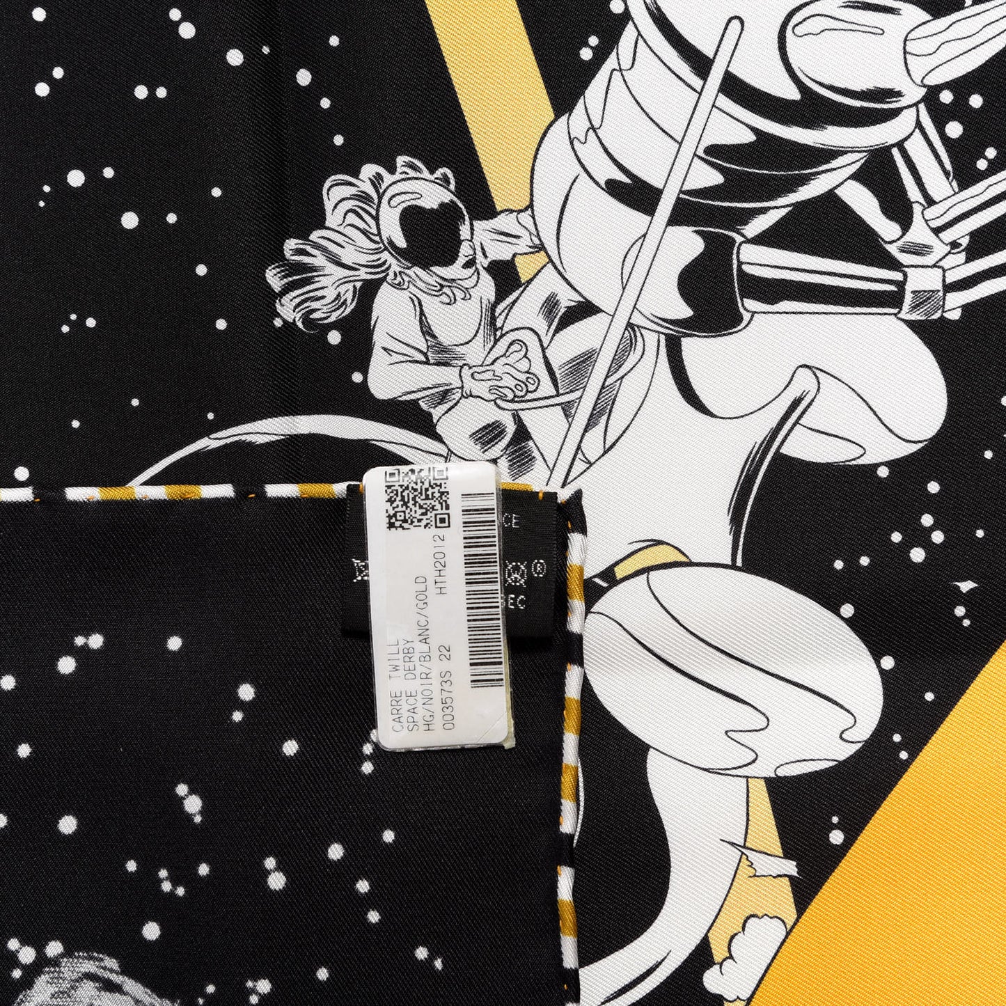 Silk Space Derby Scarf 90 Black White Gold
