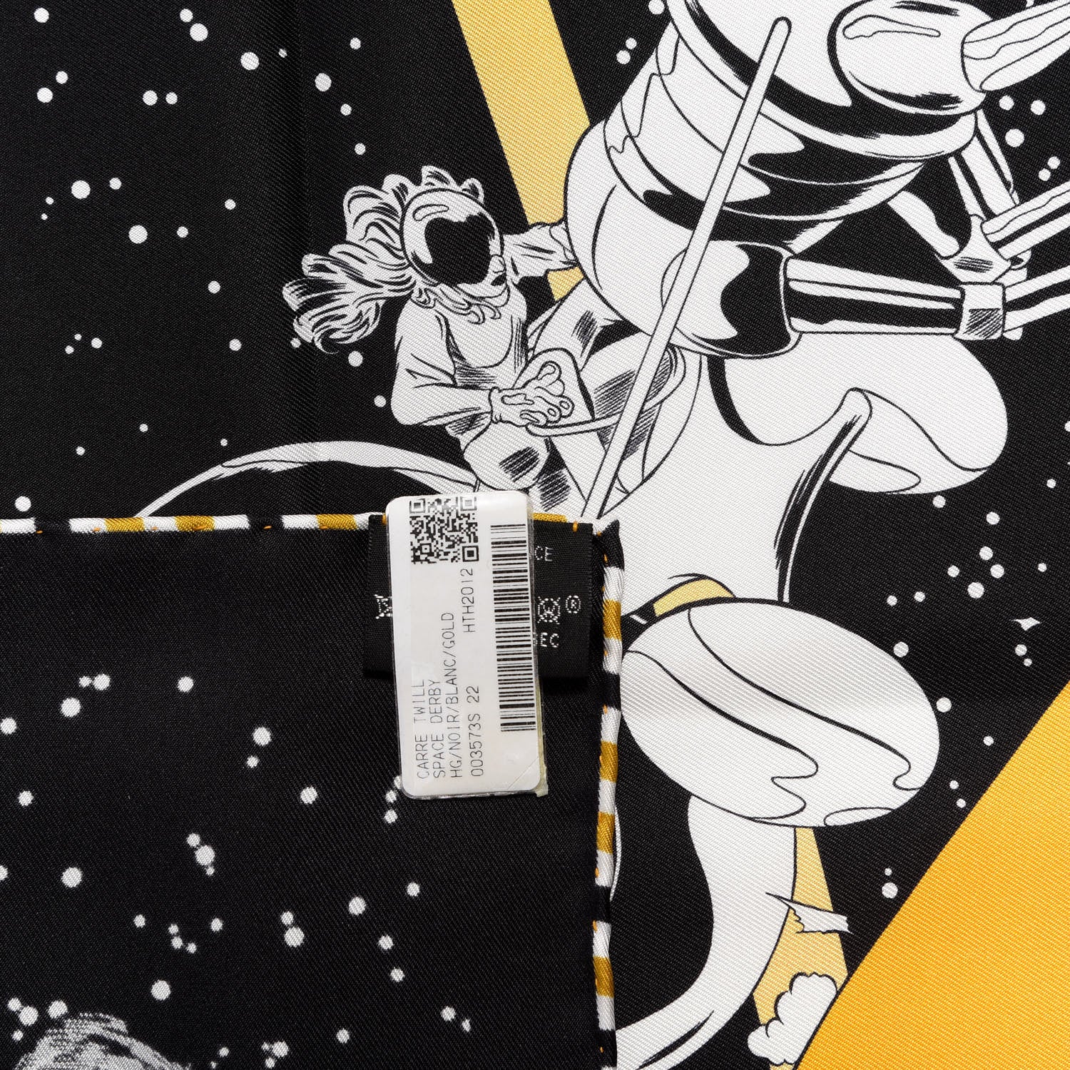 Hermes Silk Space Derby Scarf 90 Black White Gold 4 of 4