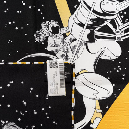 Hermes Silk Space Derby Scarf 90 Black White Gold 4 of 4