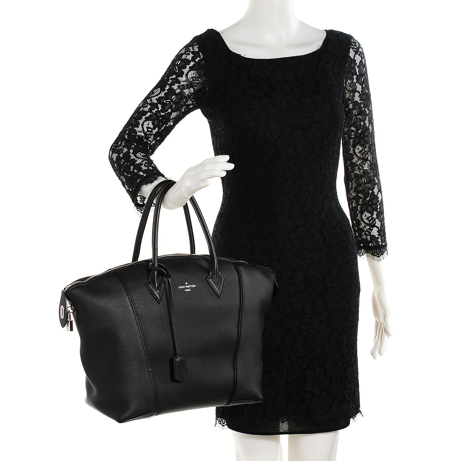 Louis Vuitton Veau Cachemire Soft Lockit MM Black 2 of 8