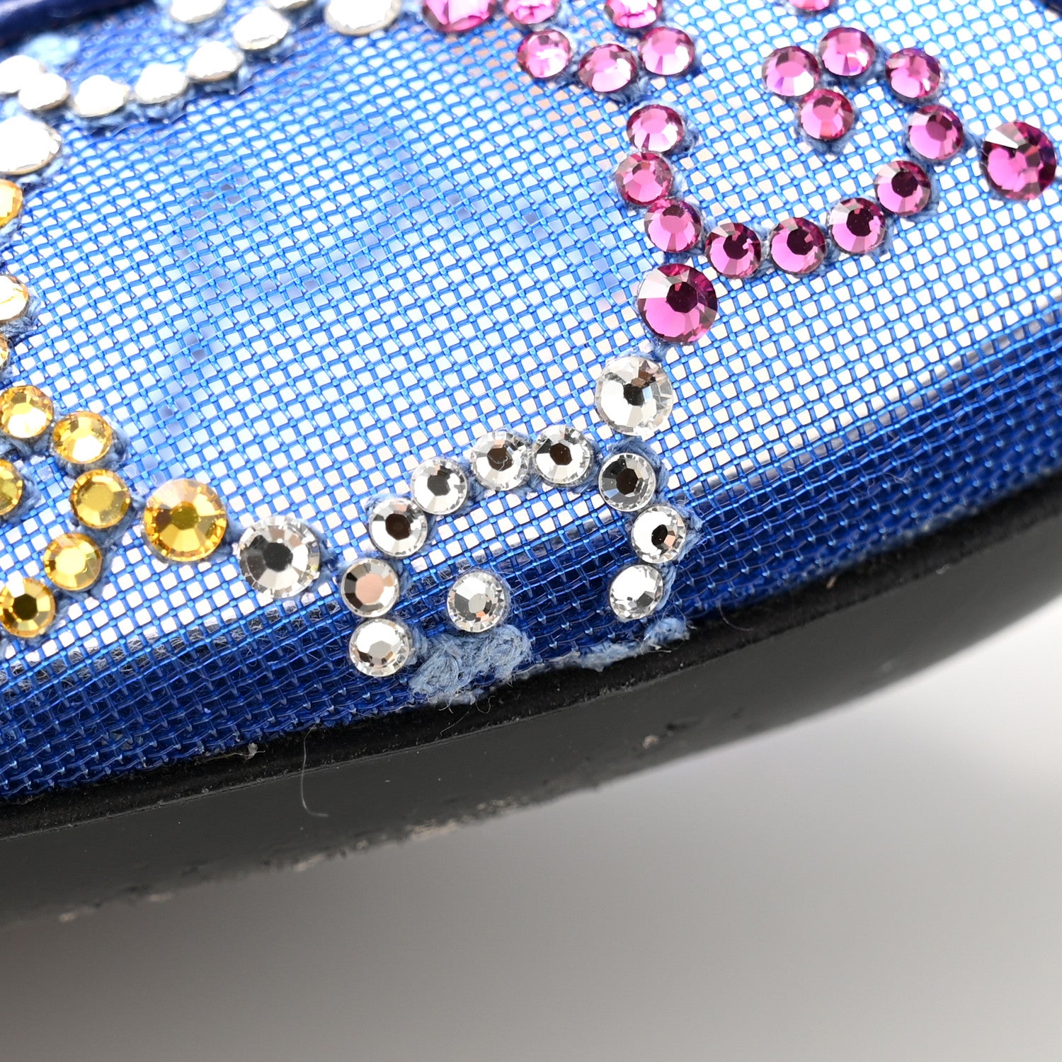 Gucci Tela Retino Nappa Charlotte Crystal GG Monogram Square G 35mm Slingback Pumps 38 Splash Net Blue Witch 8 of 8