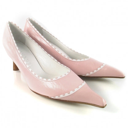Chanel Leather Rose Pink Heels Size 37.5 6 of 7