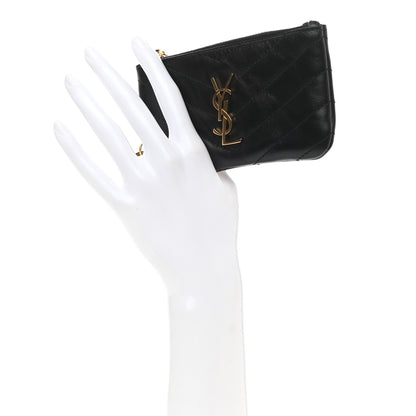 Saint Laurent Calfskin Matelasse Monogram Key Pouch Black 2 of 7