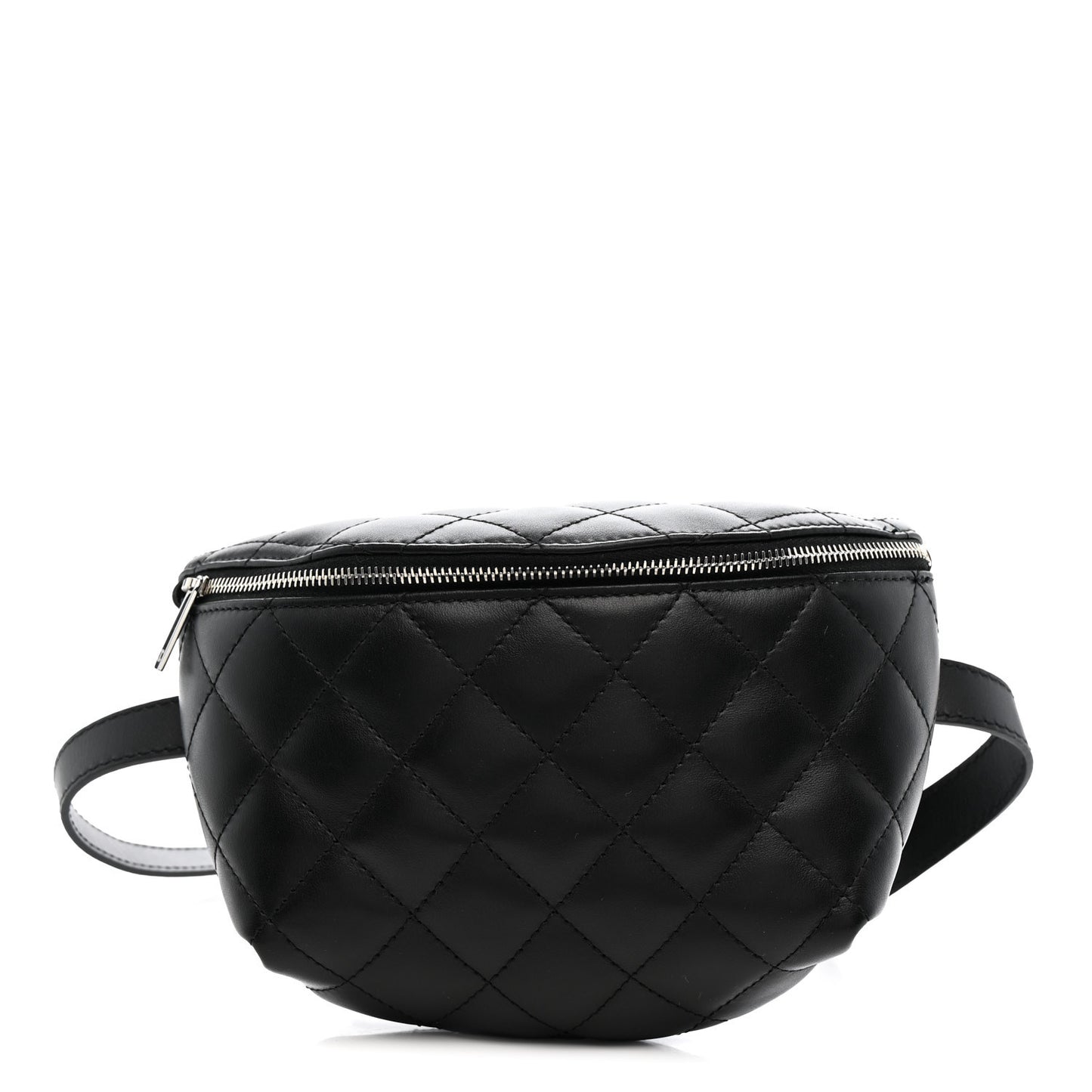 Lambskin Quilted Waist Belt Bag Black