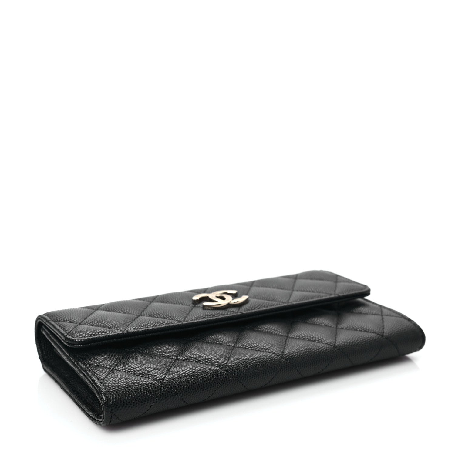 Chanel Caviar Quilted CC Large Gusset Flap Wallet Black 4 of 8