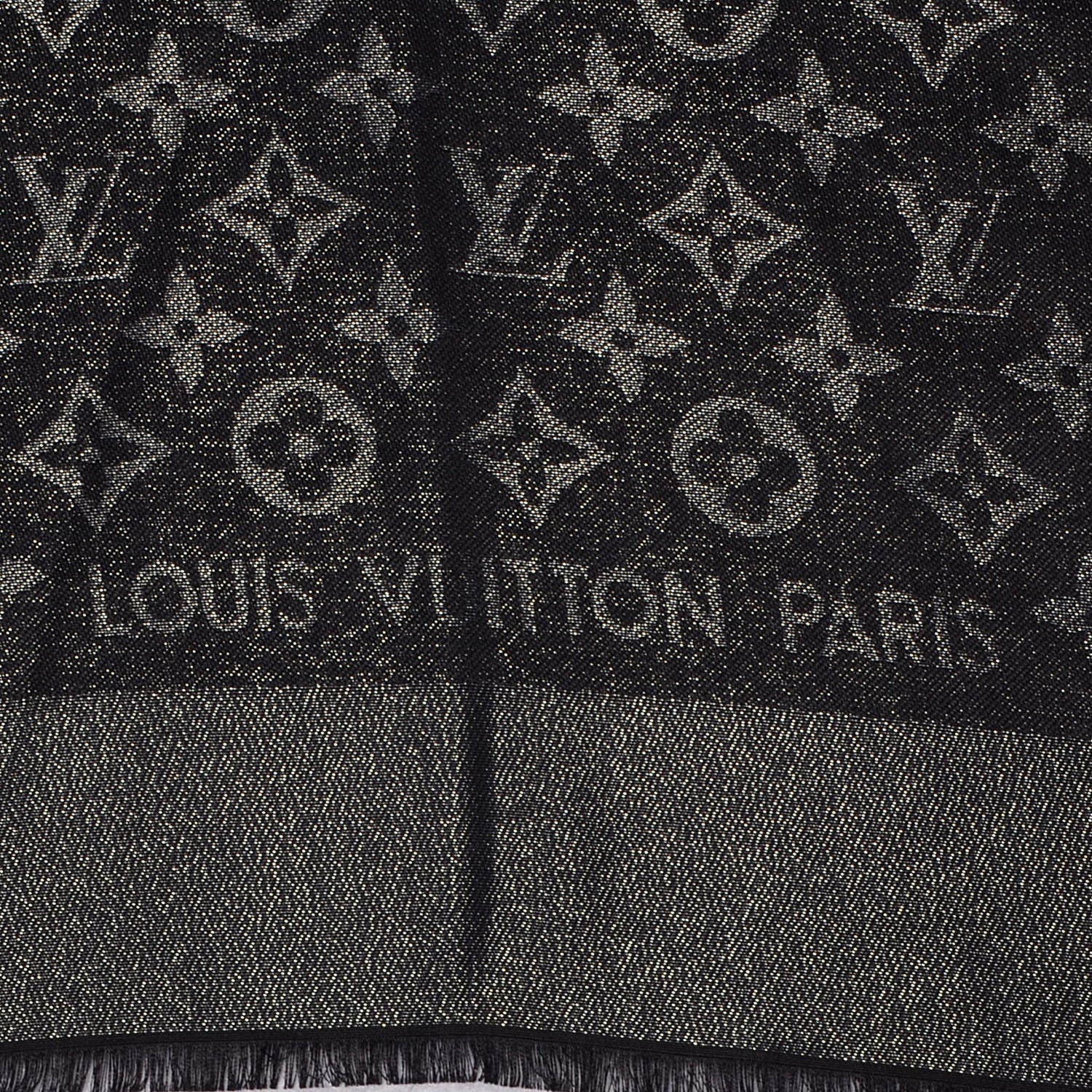 Louis Vuitton Silk Lurex Wool Monogram Shine Shawl Black 4 of 5