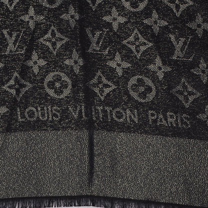 Louis Vuitton Silk Lurex Wool Monogram Shine Shawl Black 4 of 5