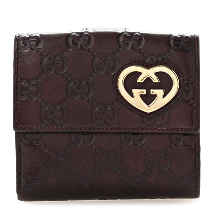 Gucci Guccissima Lovely Heart French Flap Wallet Brown 1 of 12