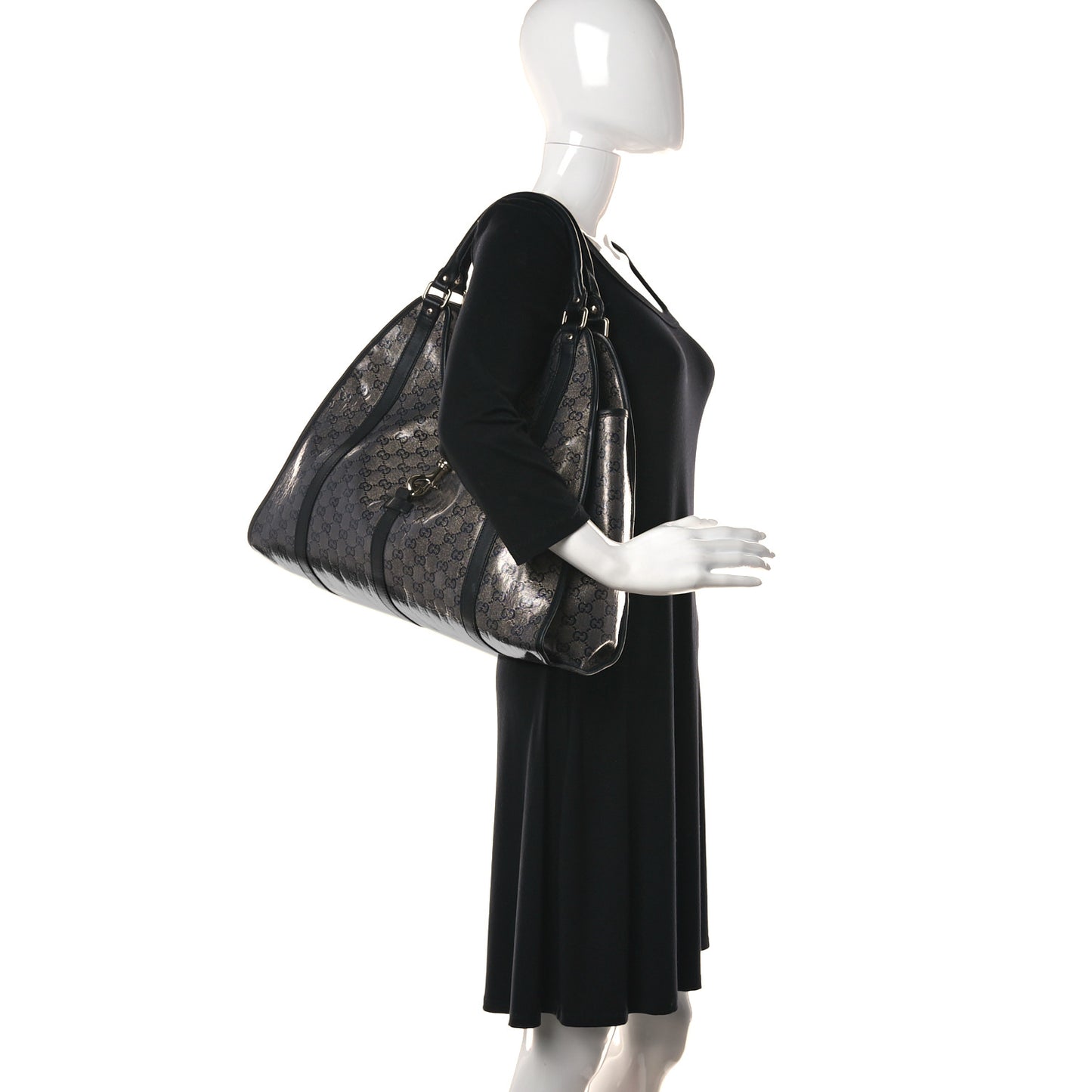 Crystal Monogram Large Joy Shoulder Bag Black