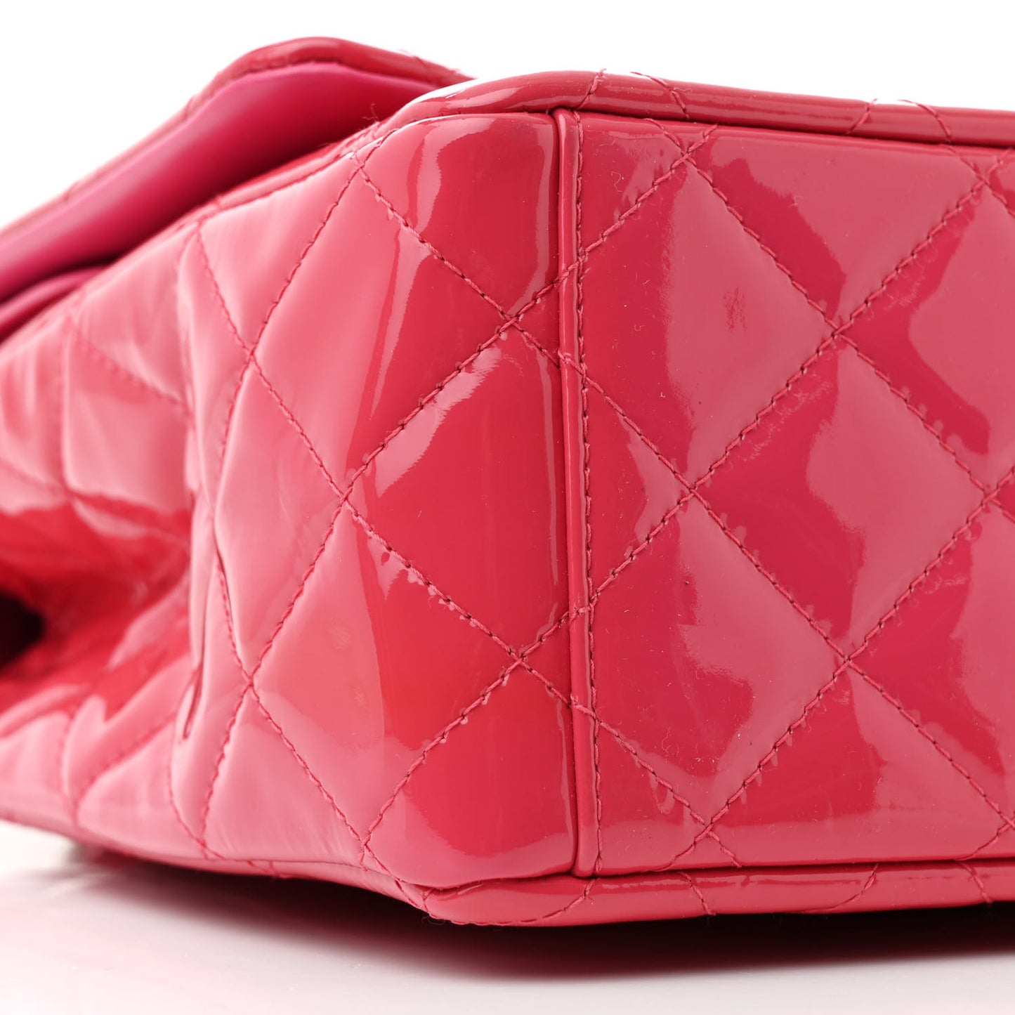 Patent Maxi Quilted Double Flap Dark Pink