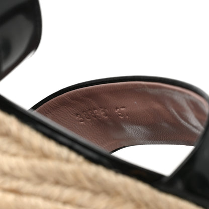 Gucci Patent Horsebit Espadrille Sandals 37 Black 8 of 9