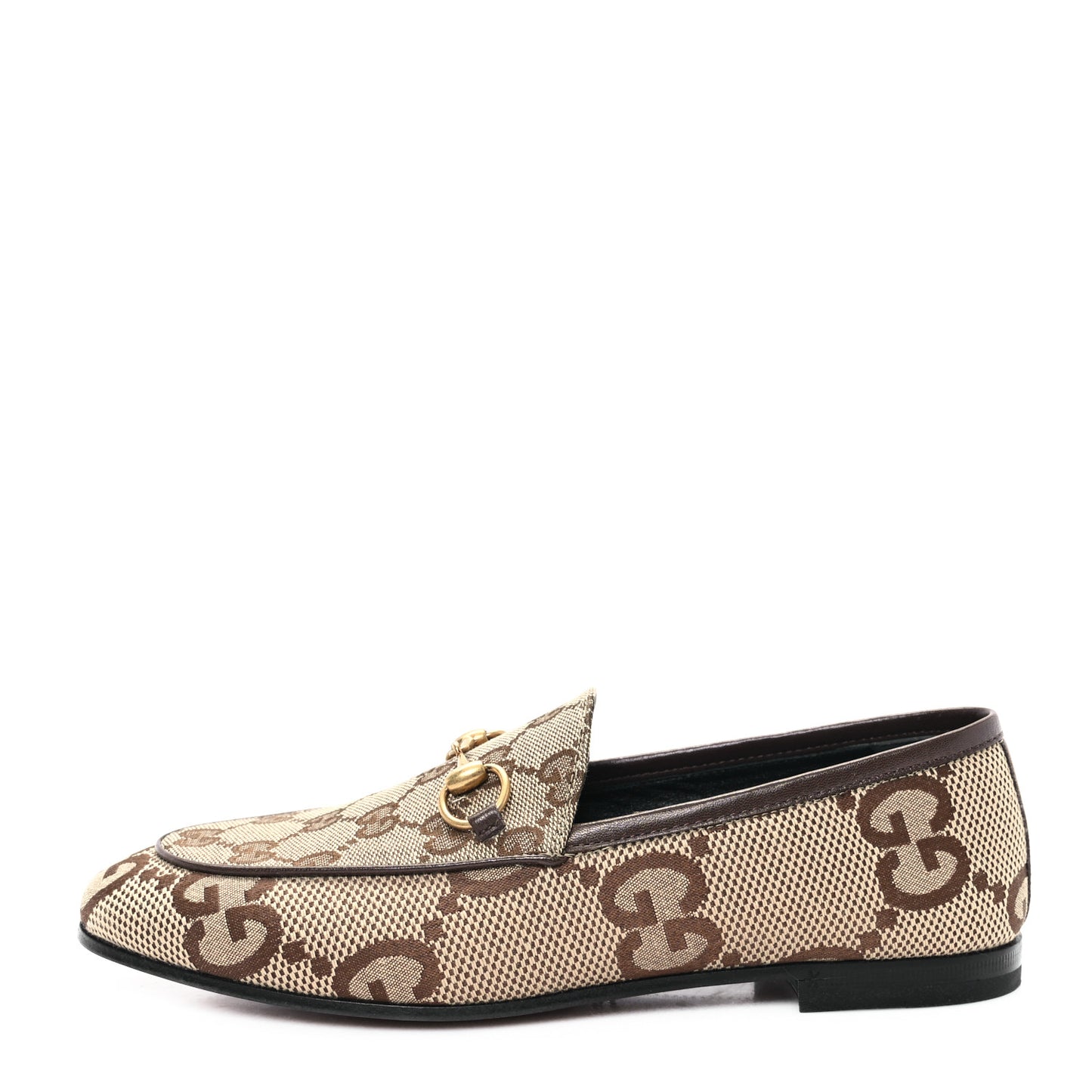 Monogram Jumbo GG Malaga Kid Horsebit Womens Jordaan Loafers 36 Beige Ebony New Acero