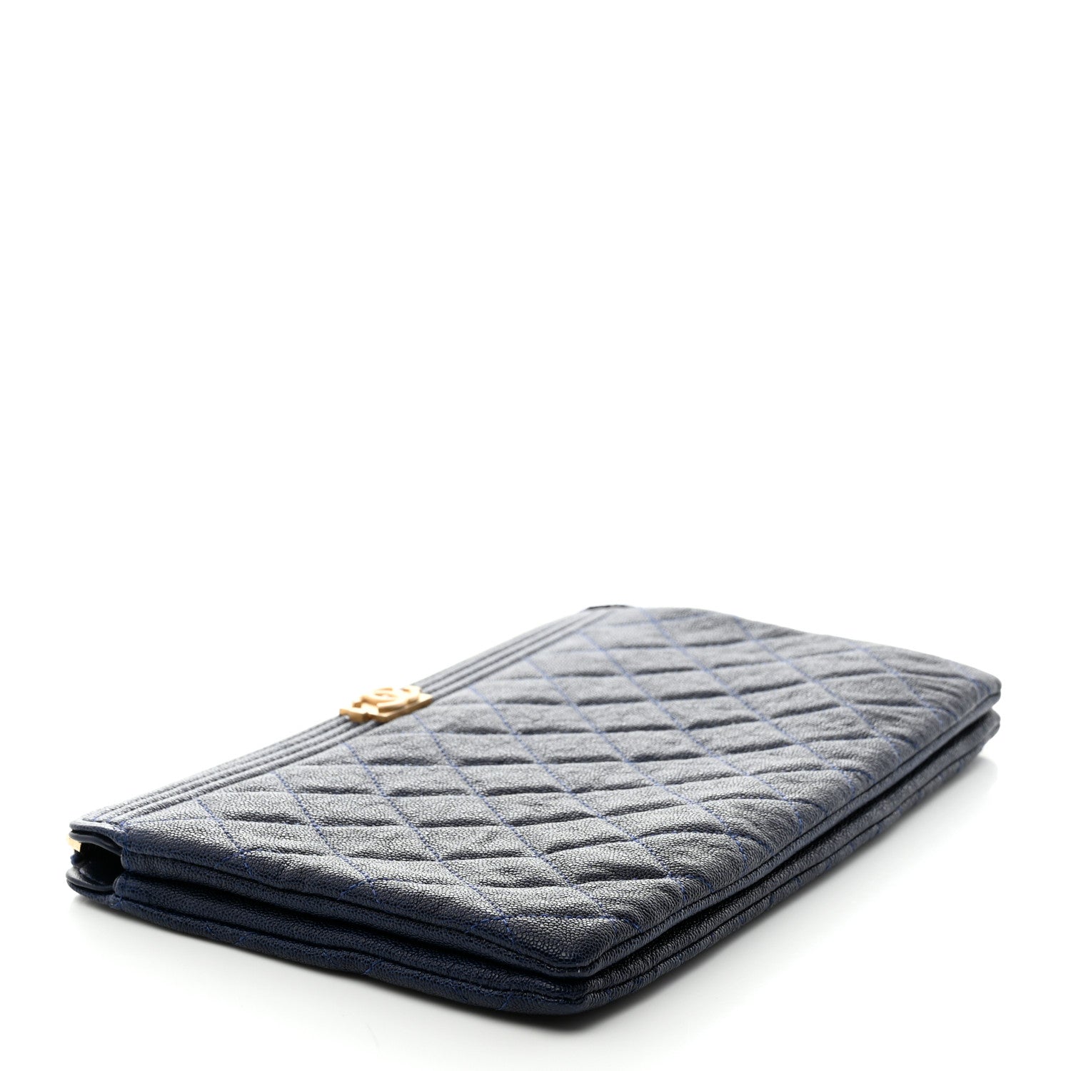 Chanel Caviar Quilted Small Zipped Boy Pouch Navy 4 of 11