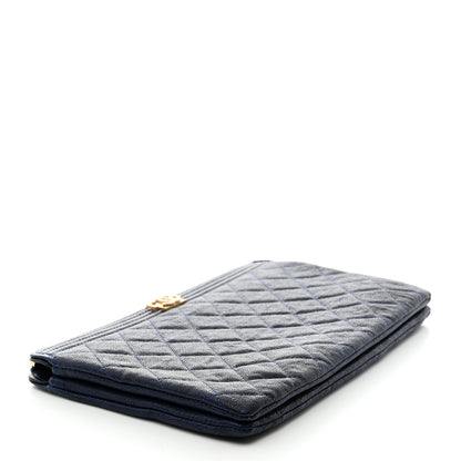 Chanel Caviar Quilted Small Zipped Boy Pouch Navy 4 of 11