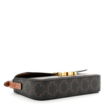 Celine Canvas Calfskin Triomphe Shoulder Bag Tan 4 of 12
