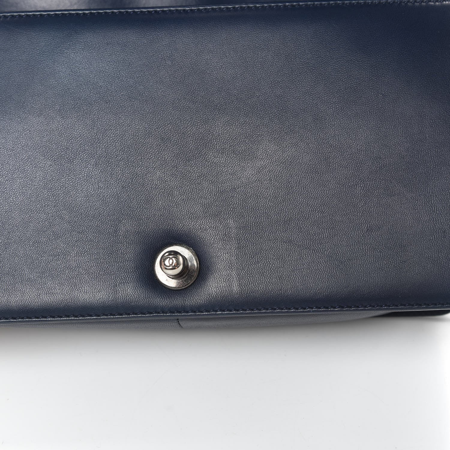 Chanel Lambskin Quilted Medium Boy Flap Dark Navy 14 of 15