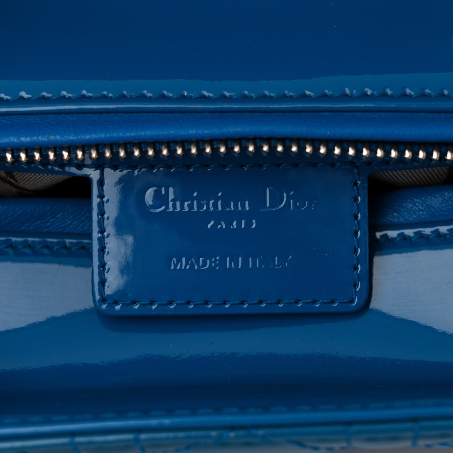 Patent Cannage Medium Lady Dior Blue