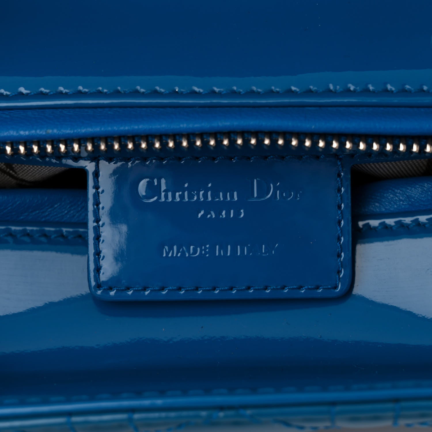 Christian Dior Patent Cannage Medium Lady Dior Blue 6 of 11