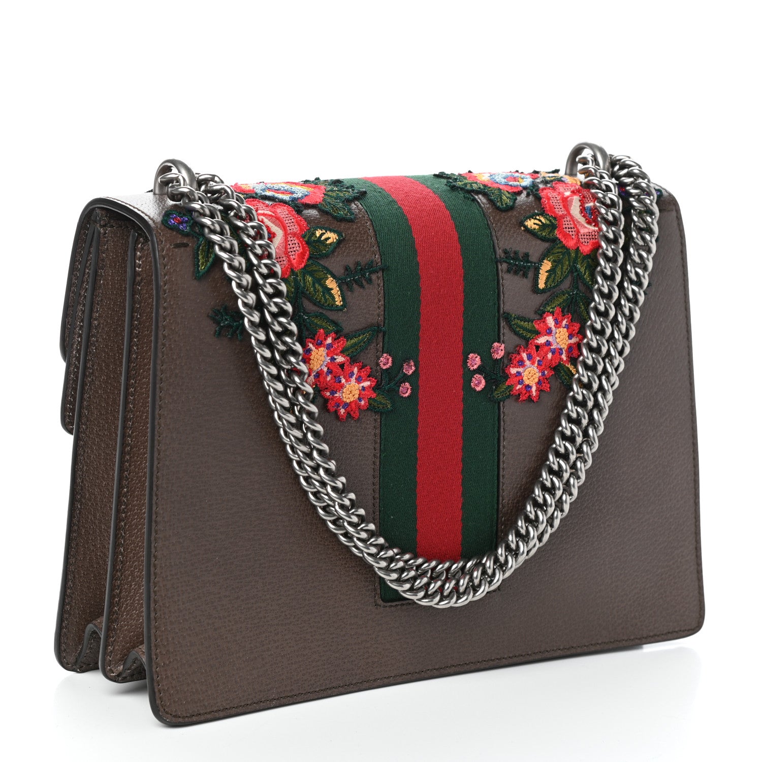Gucci Calfskin Web Owl Embroidered Medium Dionysus Shoulder Bag New Acero Multicolor 3 of 9
