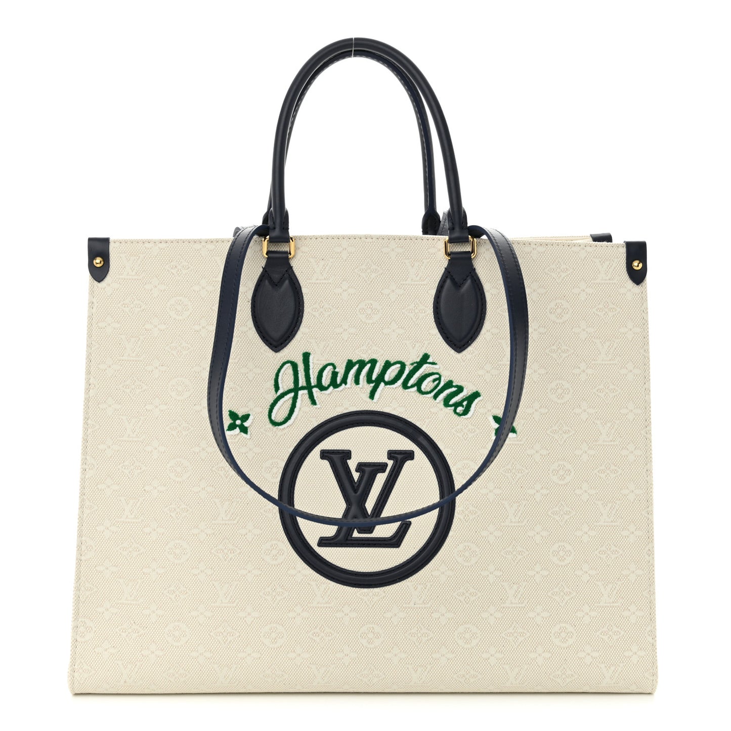 Jacquard Embroidered Tufted Monogram Hamptons Onthego GM Blue