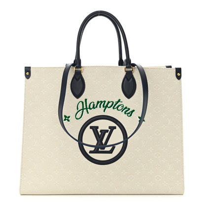 Louis Vuitton Jacquard Embroidered Tufted Monogram Hamptons Onthego GM Blue 1 of 10