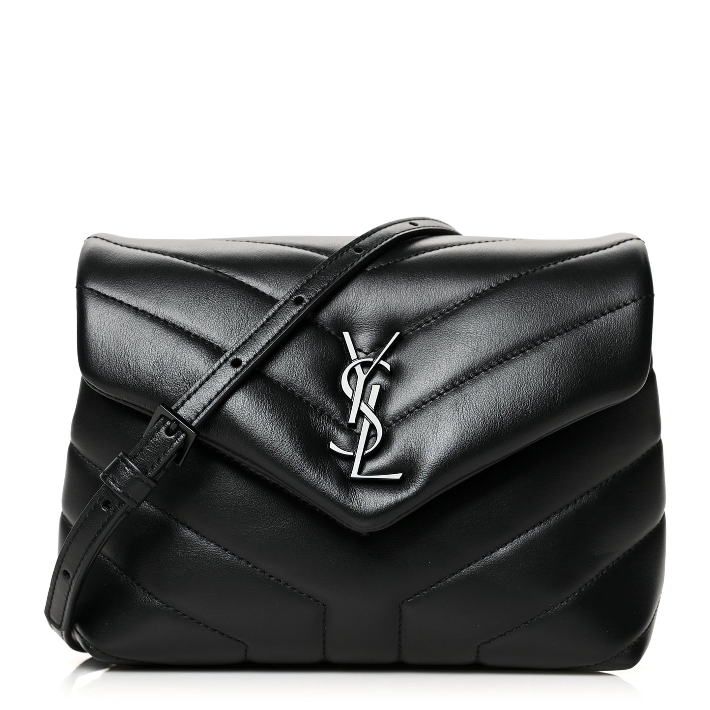 Calfskin Y Quilted Monogram Toy Loulou Crossbody Bag Black
