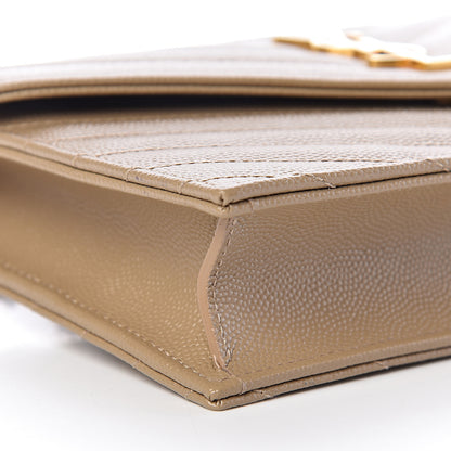 Saint Laurent Grain De Poudre Matelasse Chevron Monogram Envelope Chain Wallet Dark Latte 8 of 10