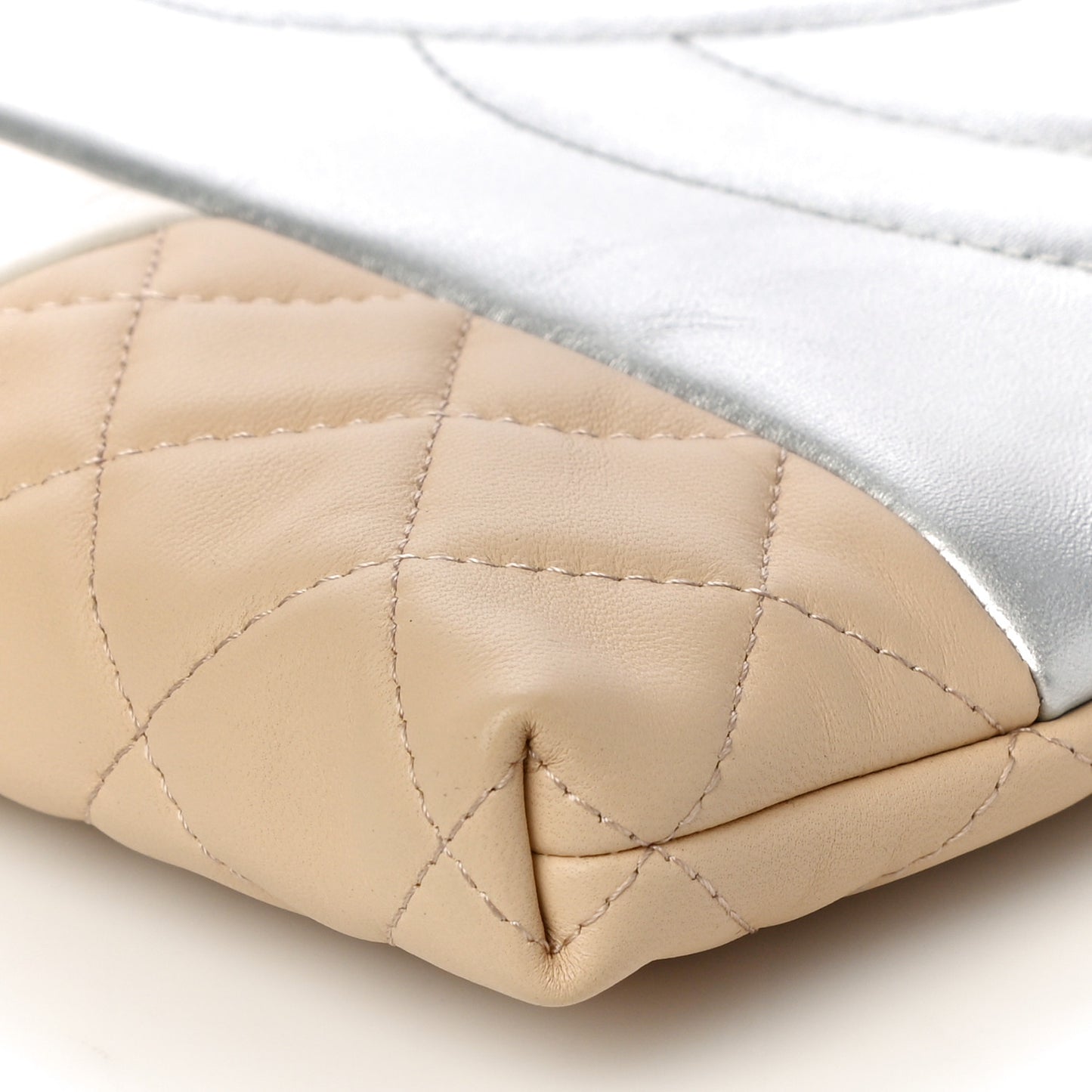Lambskin Patchwork Medium Cosmetic Case Multicolor Silver