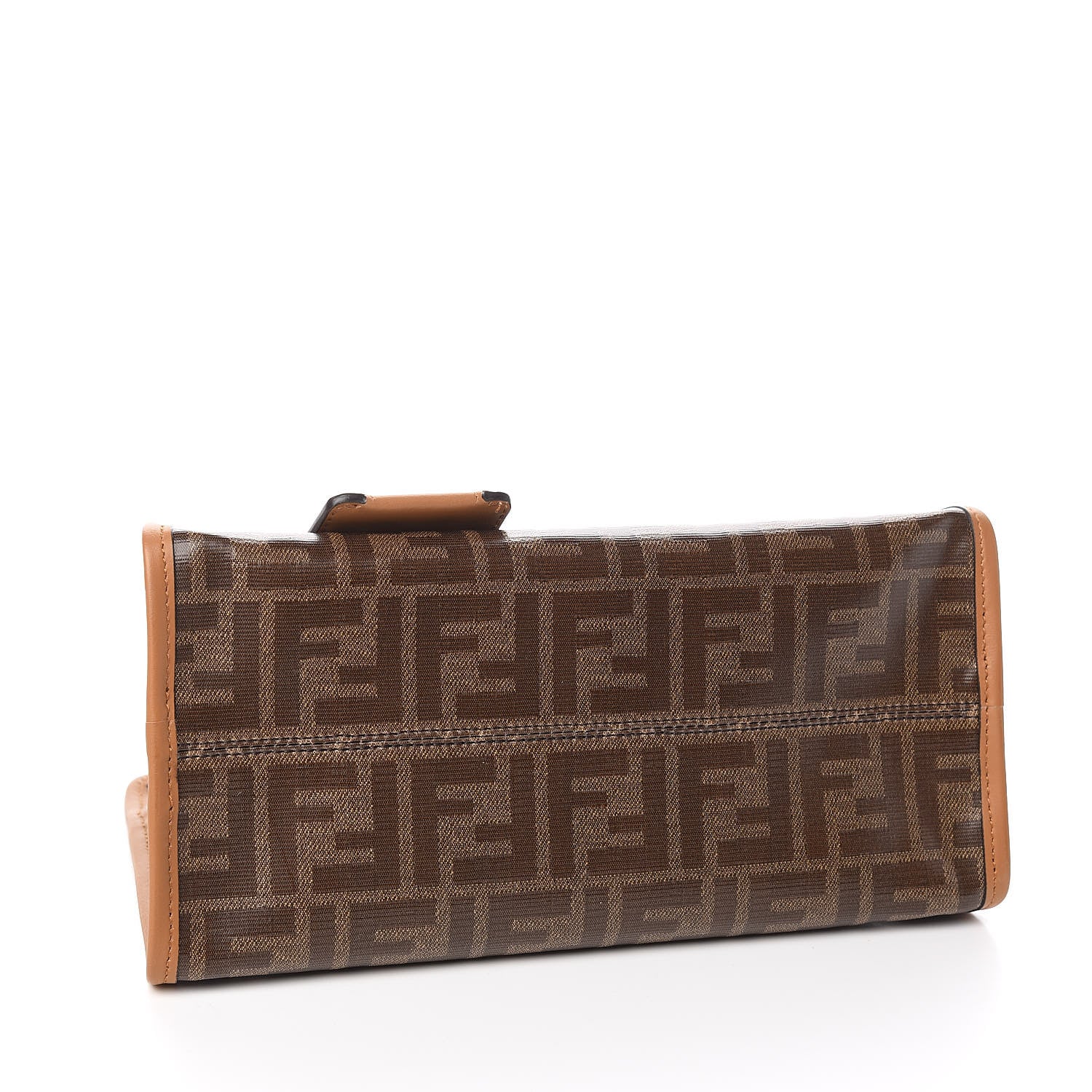 Fendi Glazed Fabric Vitello Century FF 1974 Stamp Patch Mini Peekaboo Defender Cover Mogano Panna Caramello 4 of 12