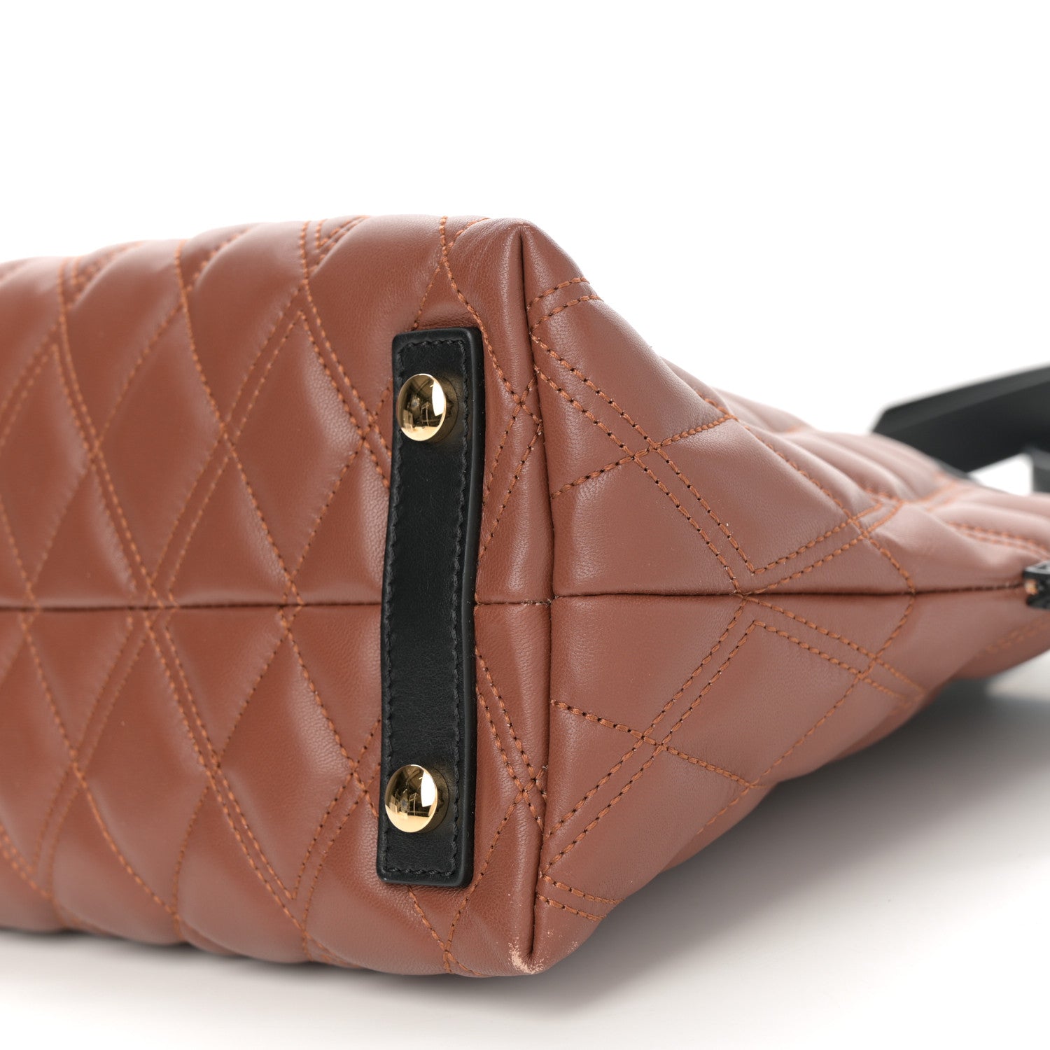 Burberry Calfskin Quilted Small Society Tote Brown Black 10 of 11