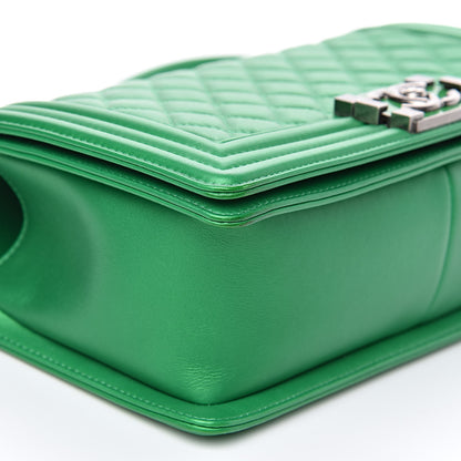 Chanel Metallic Calfskin Quilted Medium Boy Flap Green 8 of 11