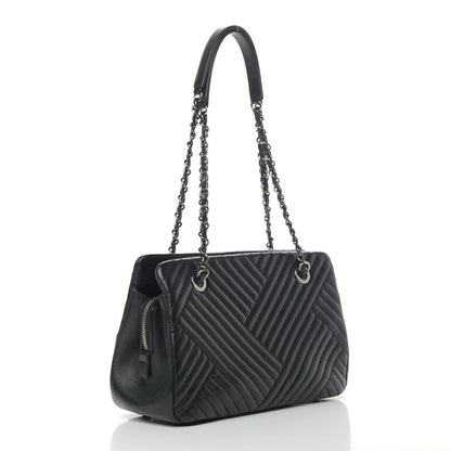 Chanel Lambskin Quilted CC Crossing Shopping Tote Black 2 of 4