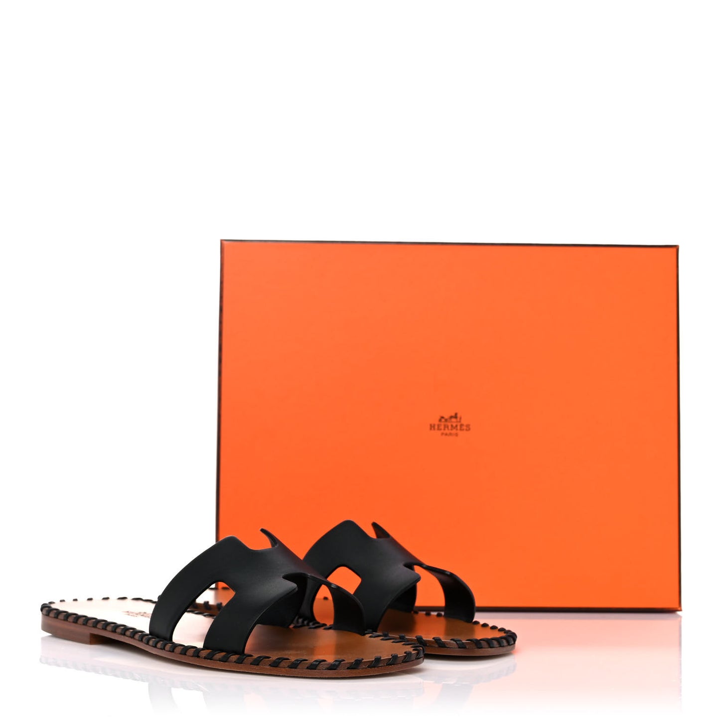 Box Calfskin Braided Oran Sandals 36 Black