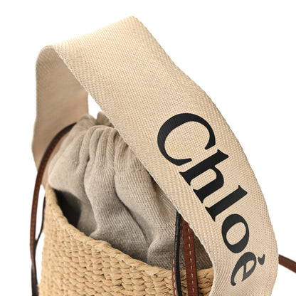 Chloe X MIFUKO Raffia Calfskin Small Woody Basket Shoulder Bag Black Beige 13 of 14