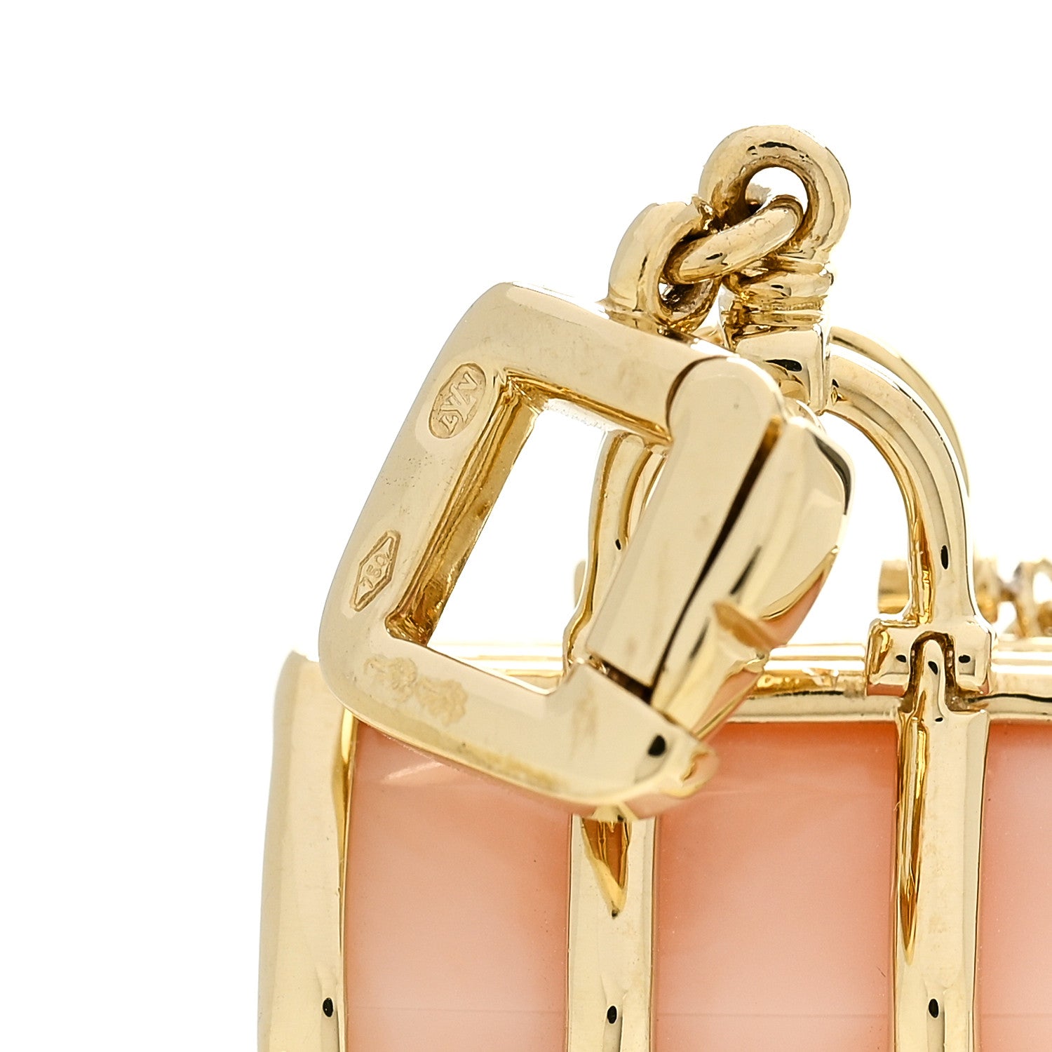 Louis Vuitton 18K Yellow Gold Rose Quartz Keepall Bag Charm Pendant 5 of 5