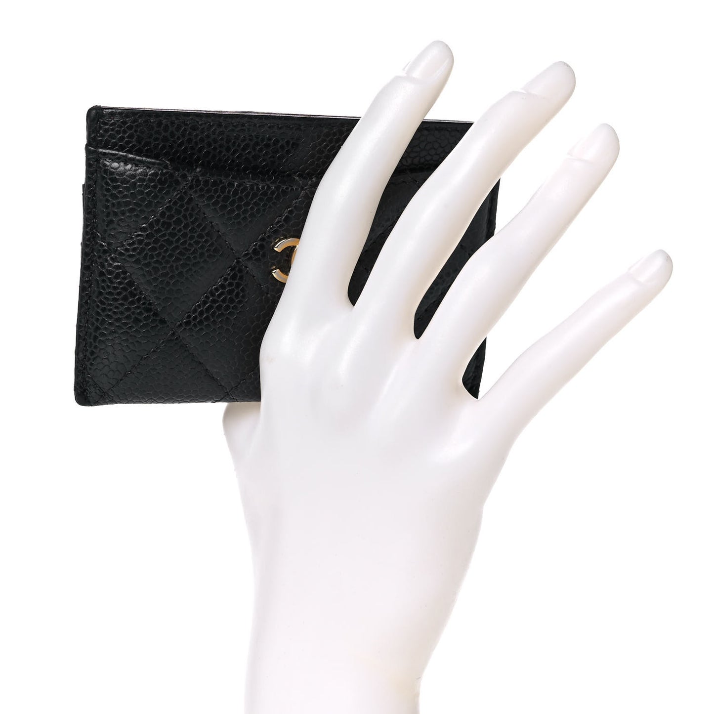 Caviar Quilted Card Holder Black