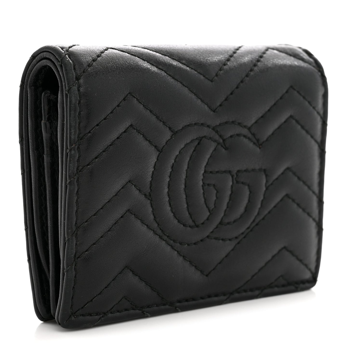 Calfskin Matelasse GG Marmont Card Case Wallet Black