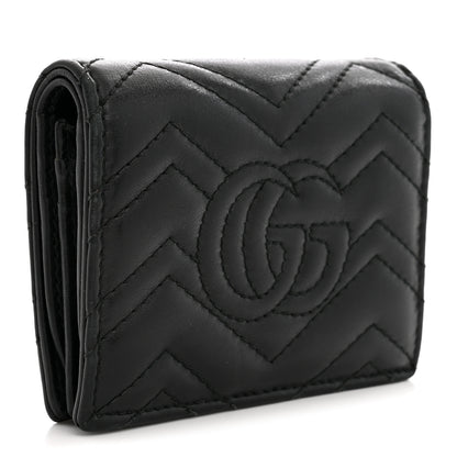 Gucci Calfskin Matelasse GG Marmont Card Case Wallet Black 3 of 9
