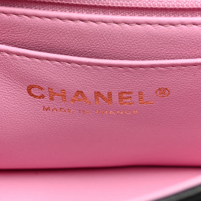 Chanel Lambskin Quilted Bi-Color Mini Top Handle Rectangular Flap Black Lilac 6 of 9