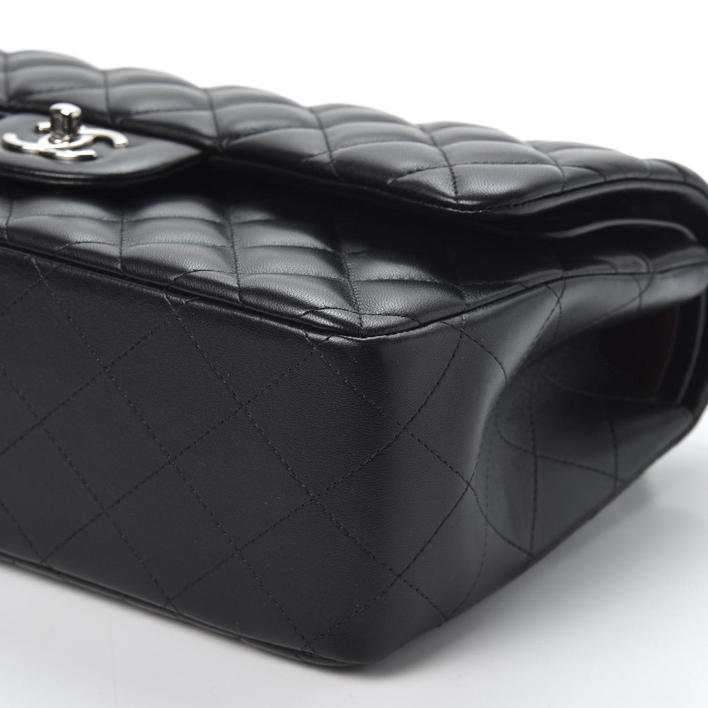 Lambskin Quilted Jumbo Double Flap Black