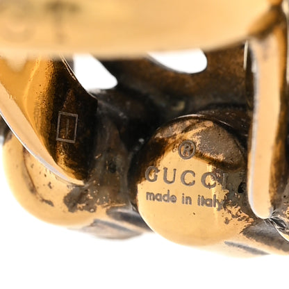Gucci Metal Crystal Double G Ring XS Aged Gold 4 of 6
